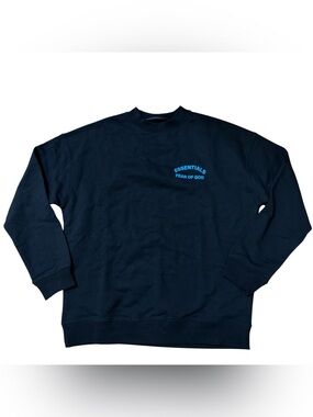Essentials Fear of God Crewneck Sweater Black and Blue Size Large